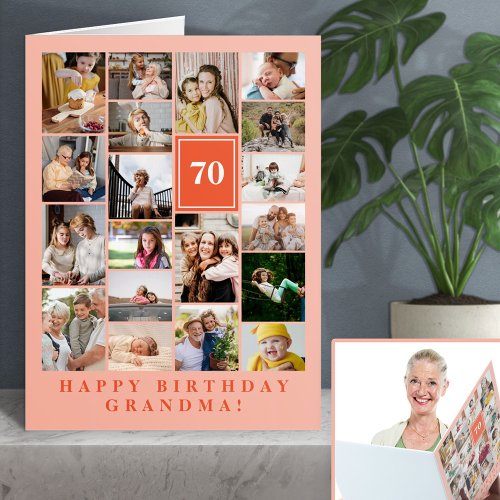 Peach Orange Photo Collage Happy Birthday Grandma