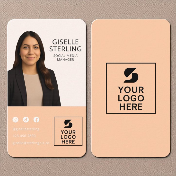 Peach Orange Photo Logo Portrait Modern Business Card