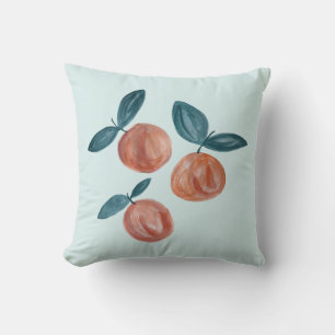 Peach Orange Picking Orchard Throw Pillow