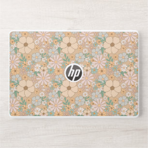 Peach Orange, Pink Gray, Floral HP Laptop Skin