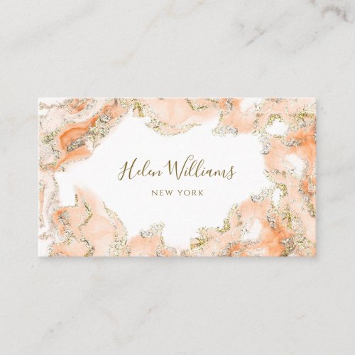 peach orange pink ink marble business card