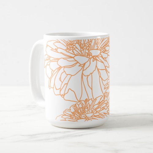 Peach orange pretty white floral petal  coffee mug