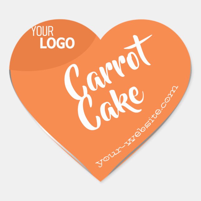 Peach Orange Silver Frame Logo Template Baking Heart Sticker (Front)