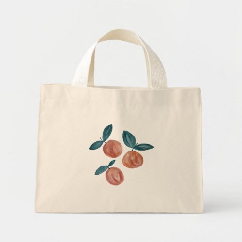 Peach Orange Small Canvas Tote Bag