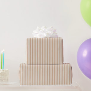 Peach Orange Stripes Birthday Wrapping Paper
