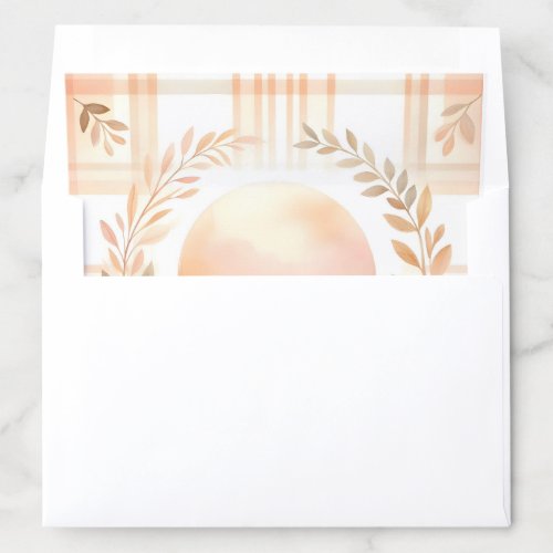 Peach Orange Sun Floral Leaf and Plaid Pattern  Envelope Liner