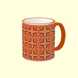 Peach Orange Violet Modern Abstract Cubes Coffee Mug