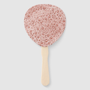Peach orange water droplets hand fan