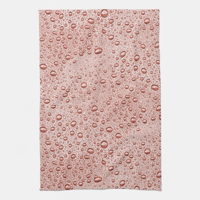 Peach orange water droplets kitchen towel (Vertical)