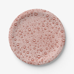 Peach orange water droplets paper plates