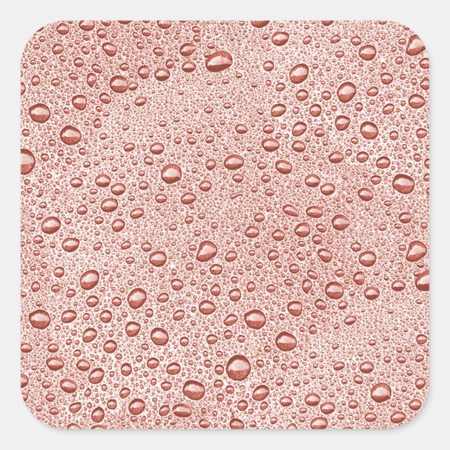 Peach orange water droplets square sticker (Front)