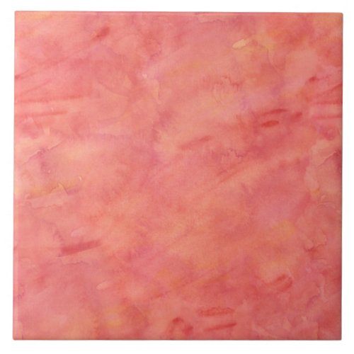 Peach Orange Watercolor Texture Pattern Ceramic Tile