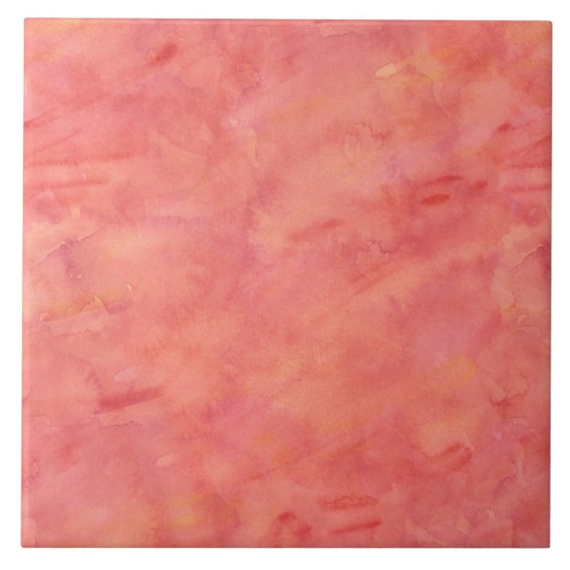 Peach Orange Watercolor Texture Pattern Ceramic Tile (Front)
