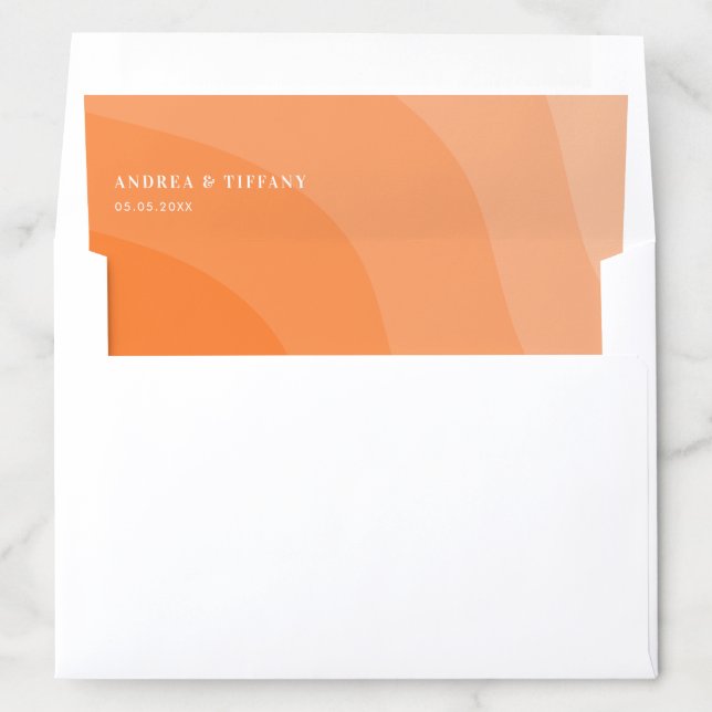 Peach Orange Waves Boho Groovy Summer Wedding Envelope Liner (In Envelope)