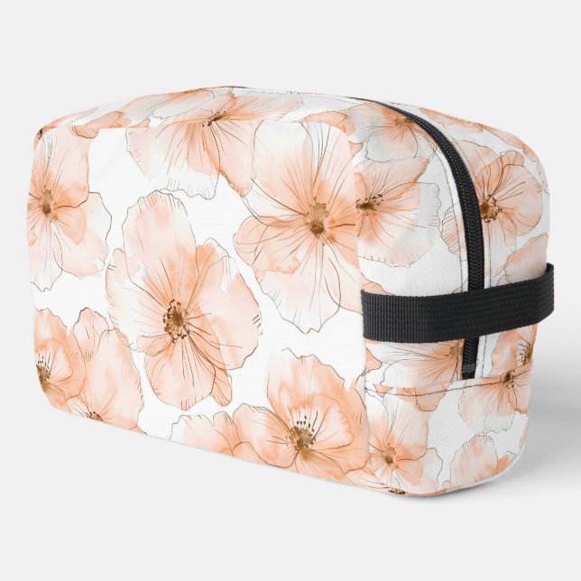 Peach Orange White Flowers Dopp Kit (Left Corner)