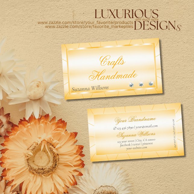 Peach Orange with Diamonds Glamorous Stylish Business Card (Creator Uploaded)