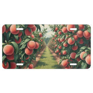 PEACH ORCHARD TREE PAINTING LICENSE PLATE