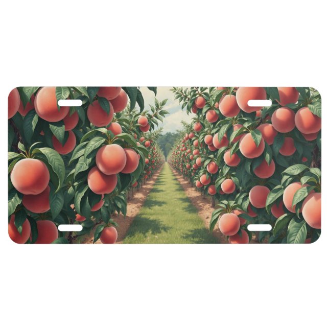 PEACH ORCHARD TREE PAINTING LICENSE PLATE (Front)