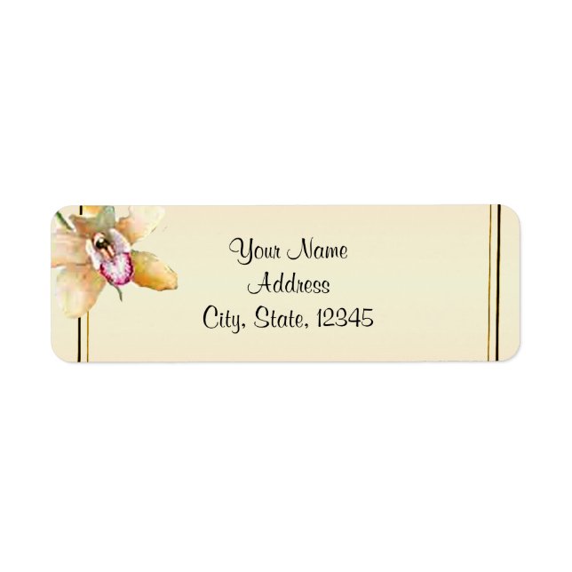Peach Orchid Watercolor Posh Wedding Label (Front)