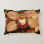 Peach Orchids with Raindrops Accent Pillow