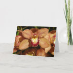 Peach Orchids with Raindrops Card