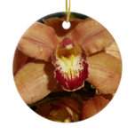 Peach Orchids with Raindrops Floral Ceramic Ornament