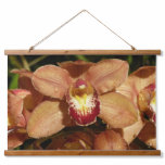 Peach Orchids with Raindrops Floral Hanging Tapestry
