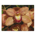 Peach Orchids with Raindrops Floral Jigsaw Puzzle
