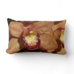 Peach Orchids with Raindrops Floral Lumbar Pillow