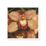 Peach Orchids with Raindrops Floral Napkins