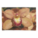 Peach Orchids with Raindrops Floral Pillow Case
