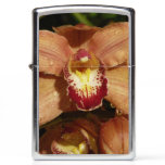 Peach Orchids with Raindrops Floral Zippo Lighter