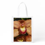 Peach Orchids with Raindrops Grocery Bag
