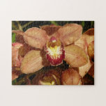 Peach Orchids with Raindrops Jigsaw Puzzle