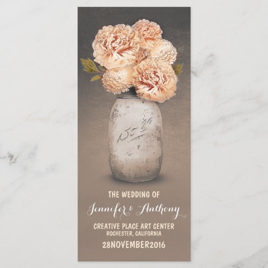 Peach Painted Mason Jar Wedding Programs Zazzle Com