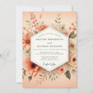 Peach Painterly Bloom Wedding Invitation