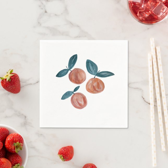 Peach Painting Fruit Party Illustration Napkins (Insitu)
