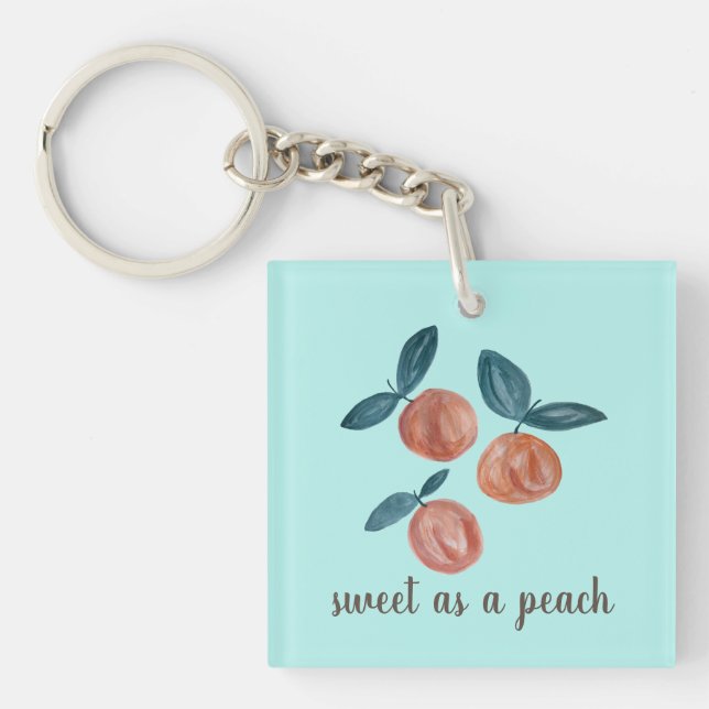 Peach Painting Sweet as a Peach Georgia Peach Keychain (Front)
