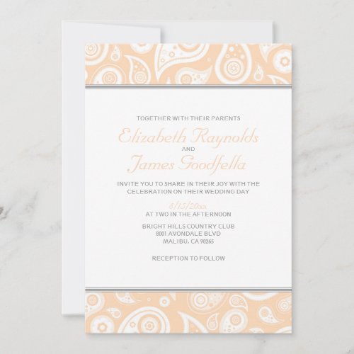 Peach Paisley Wedding Invitations