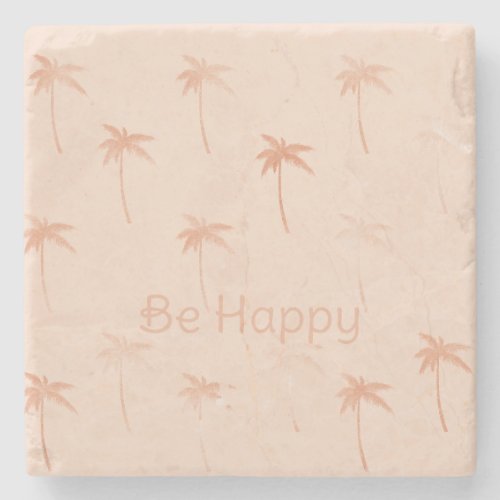 Peach Palm Trees Stone Coaster