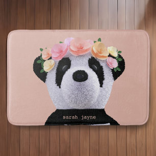 Peach Panda Personalized Bath Mat