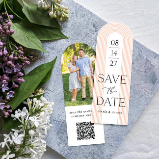 Peach Pastel Arch Classic Save the Date Bookmark
