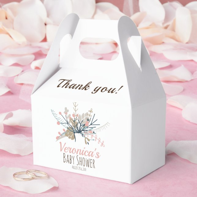 Peach Pastel Botanical Baby Shower Thank You Favor Boxes (Wedding)