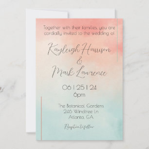 Peach Pastel Minimalist Romantic Wedding Invitation