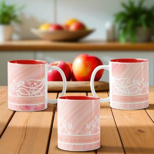 Peach Pastel Spirals and Filigree Artwork Two-Tone Coffee Mug