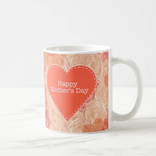 Peach pastel vintage rose pattern Mother's Day mug (Right)