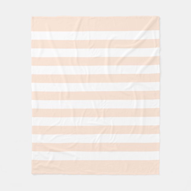Peach Pastel & White Lines Pattern Fleece Blanket (Front)