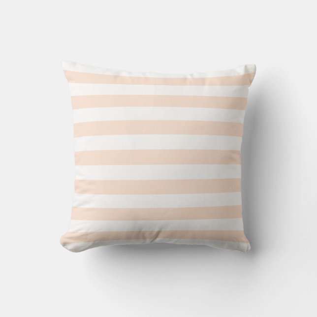 Peach Pastel & White Lines Pattern Throw Pillow (Front)
