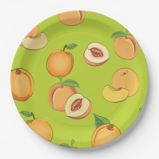 Peach Pattern 4 Paper Plates (Front)