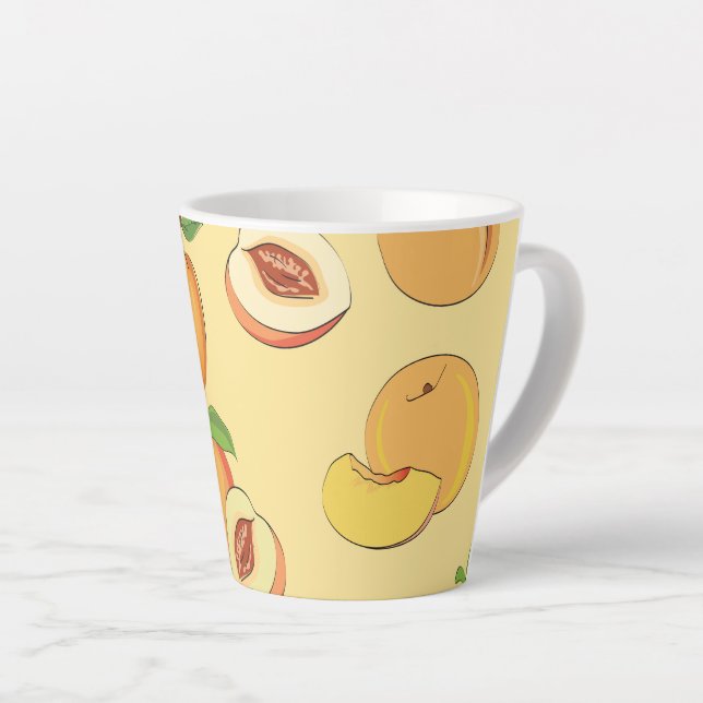 Peach Pattern 7 Latte Mug (Right Angle)